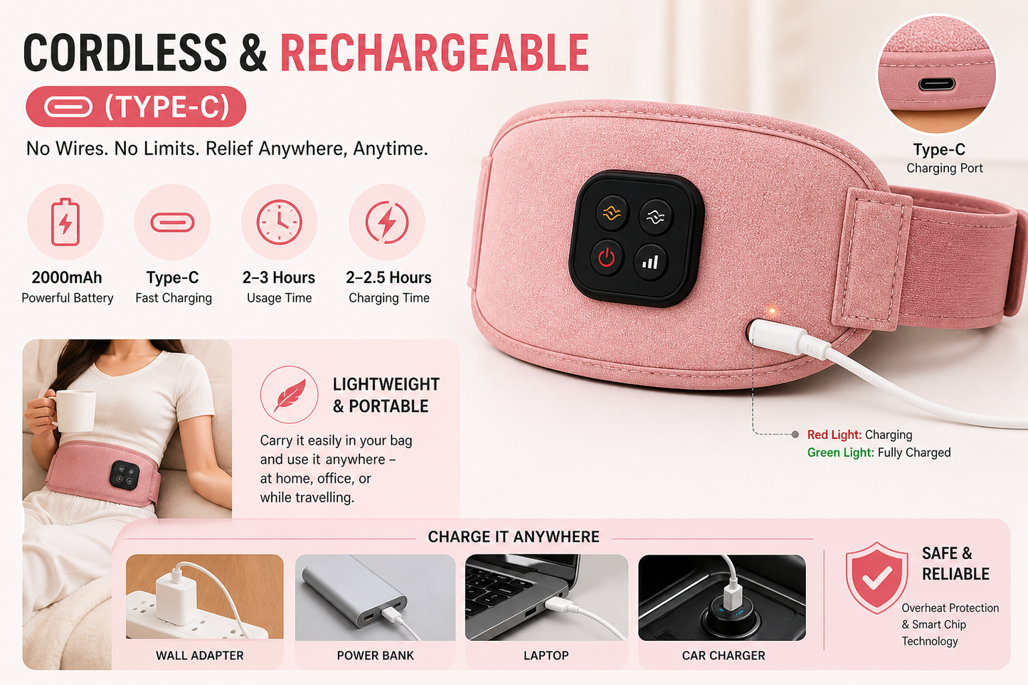 Portable Cordless  - Menstrual Heating Pad